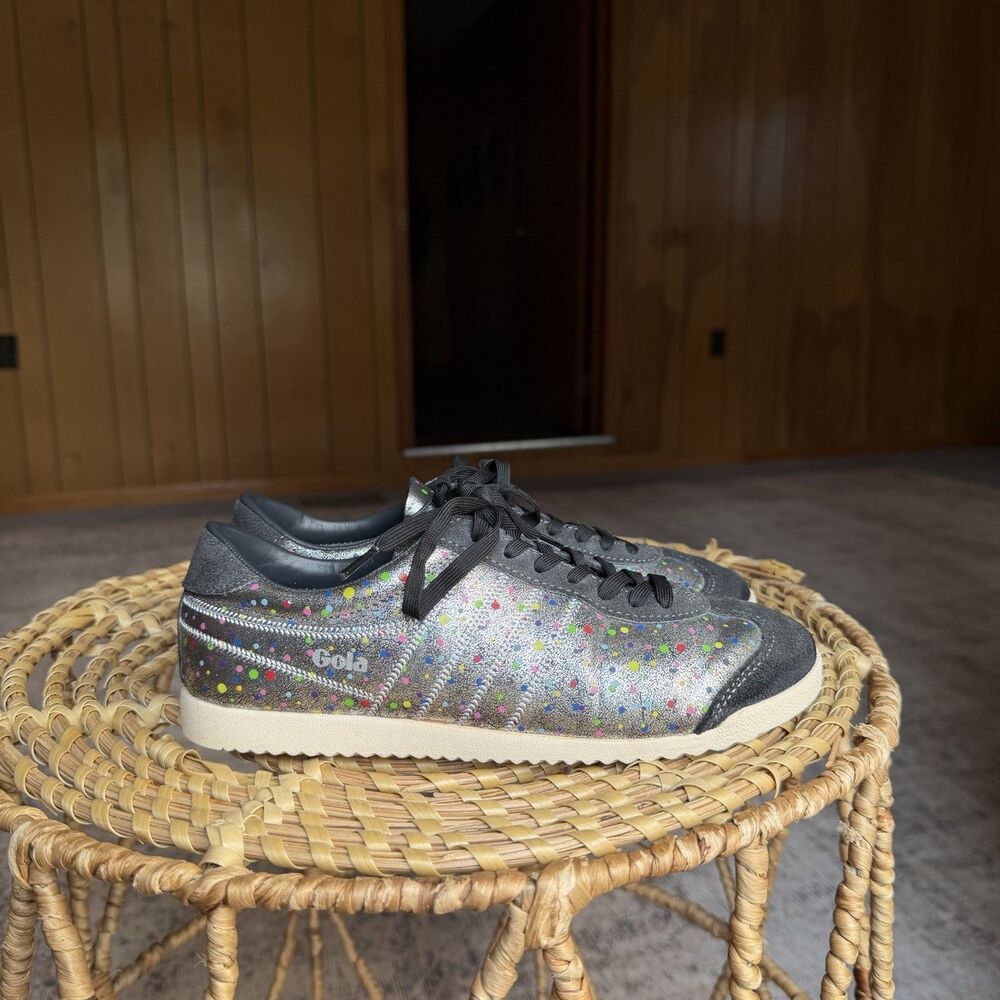 Gola Bullet Shimmer Dot Sneakers Size US 7 Charcoal Womens Metallic CLA411